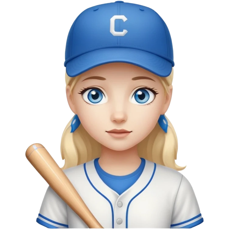 girl with blue eyes in baseball cap portrait emoji