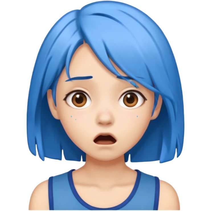 Blue hair girl shocked emoji