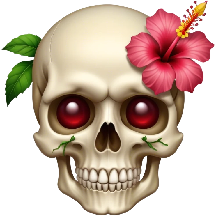 Skull with hibiscus on left ear  emoji