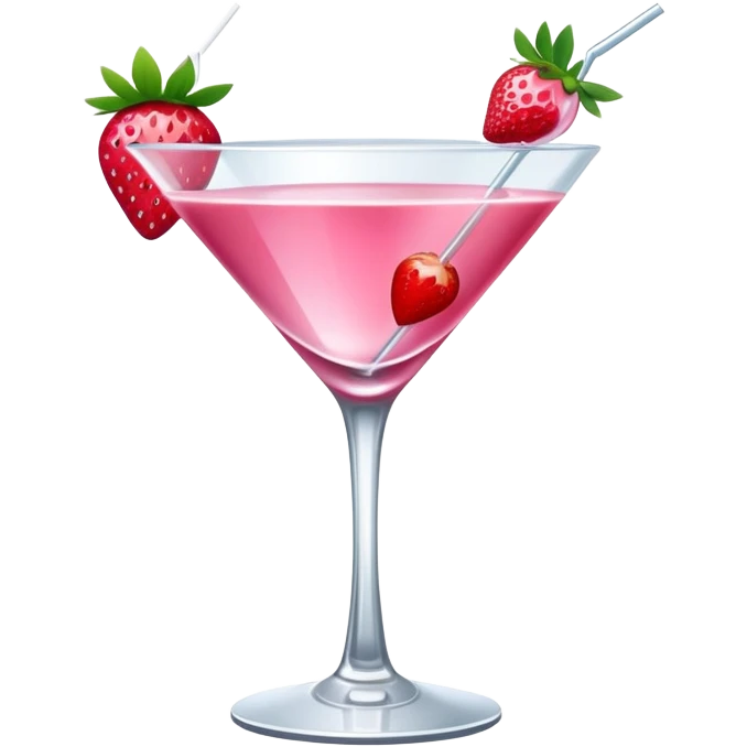 pink cocktail drink in martini glass with strawberry garnish emoji