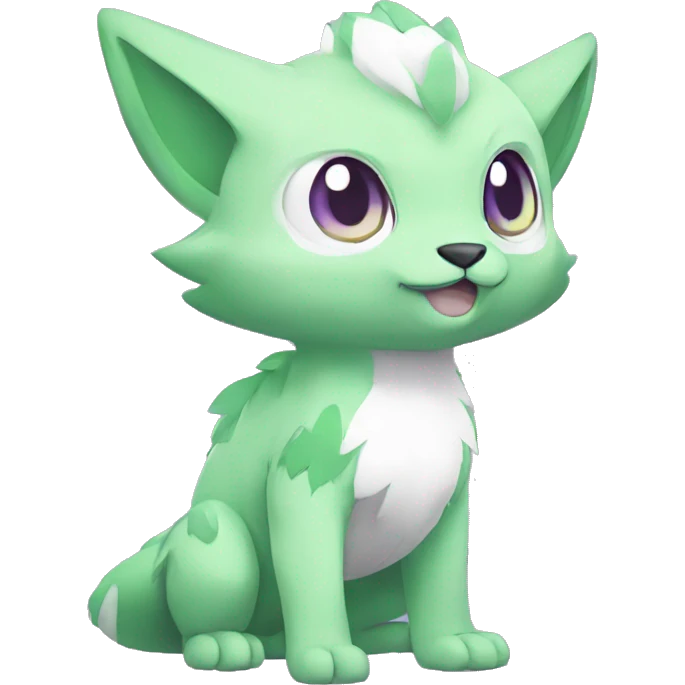 Cute cool green white purple animal hybrid Fakemon full body emoji