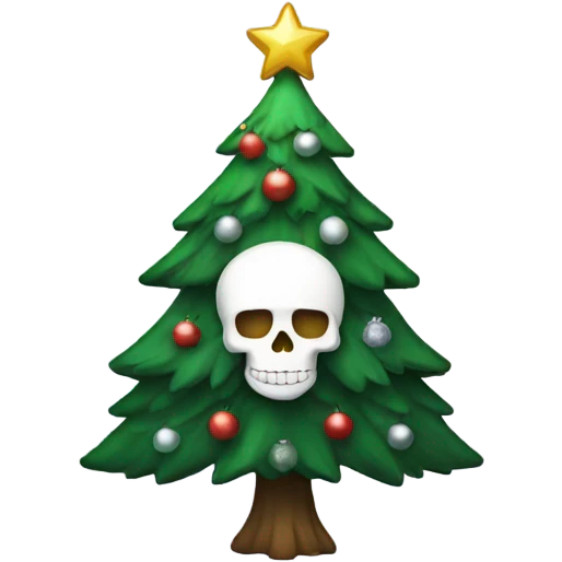Christmas tree with white skull ornaments emoji