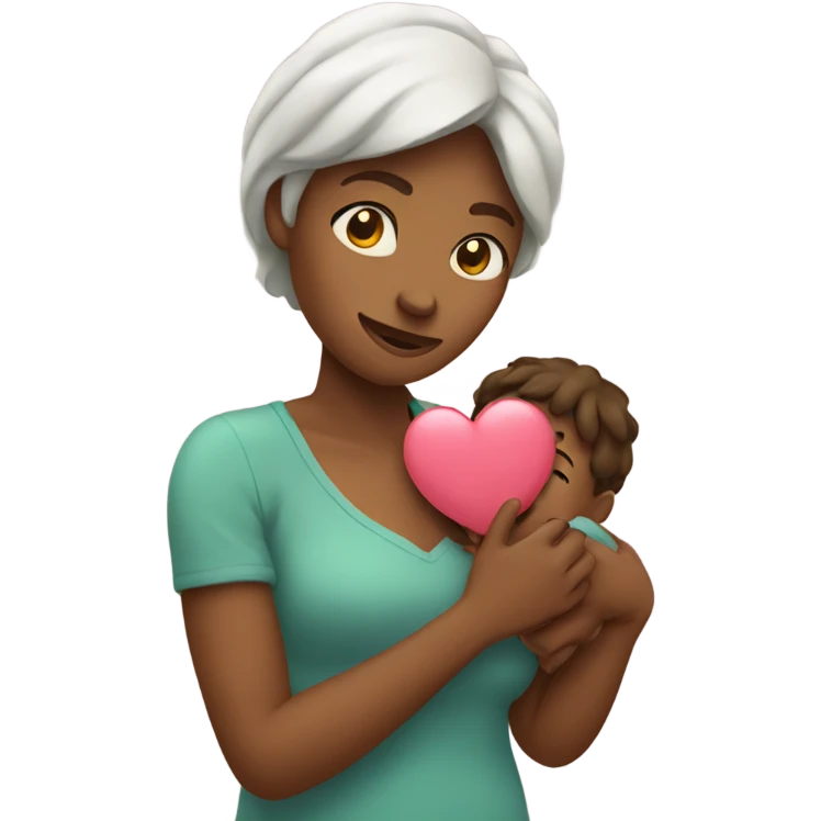 Mother holds her heart in her arm emoji