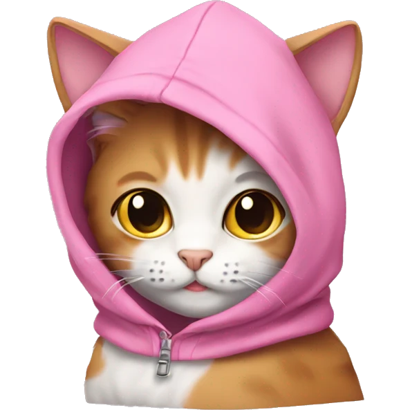 Cute cat with pink hoodie  emoji