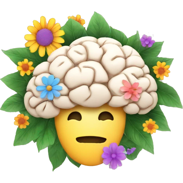 ADHD logo with a brain with Flowers  emoji
