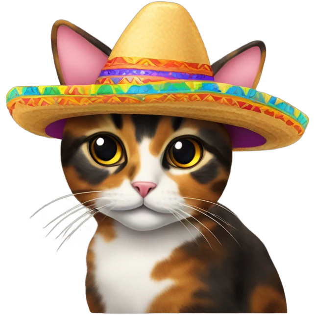 tortoiseshell cat wearing a sombrero emoji