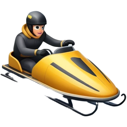 An icon featuring a sleek sled speeding down a snowy hill, with a snowy landscape and pine trees in the background. The motion lines and slight snow spray emphasize the thrill of the ride. Transparent background highlights the excitement and fun of sledding. emoji