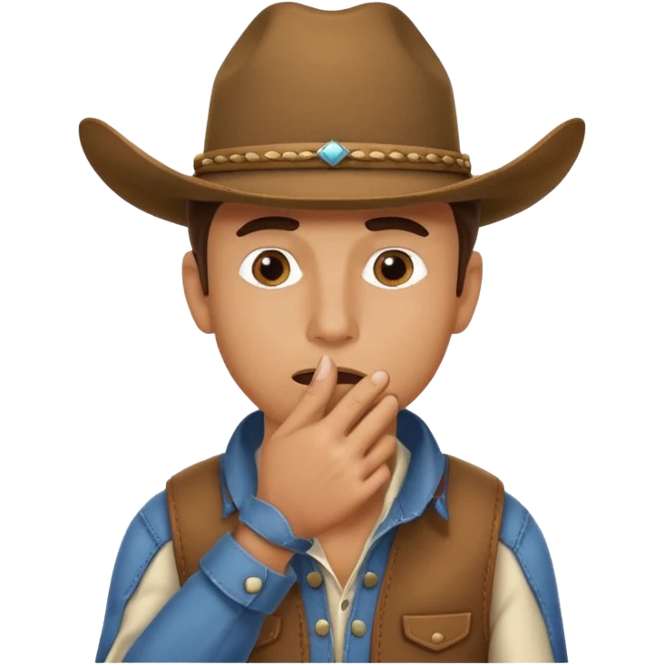 cowboy making oops expression covering mouth emoji