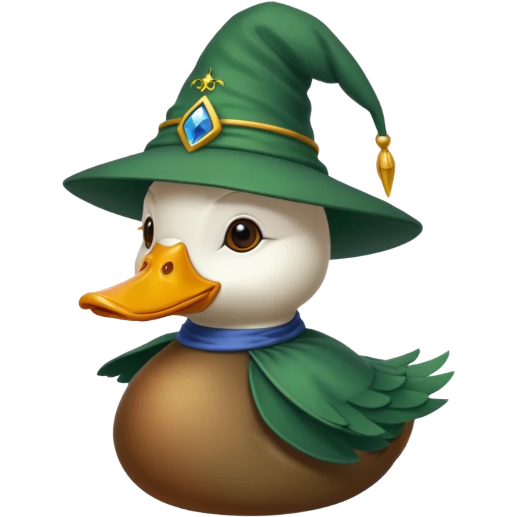 duck in dark green wizard hat







 emoji