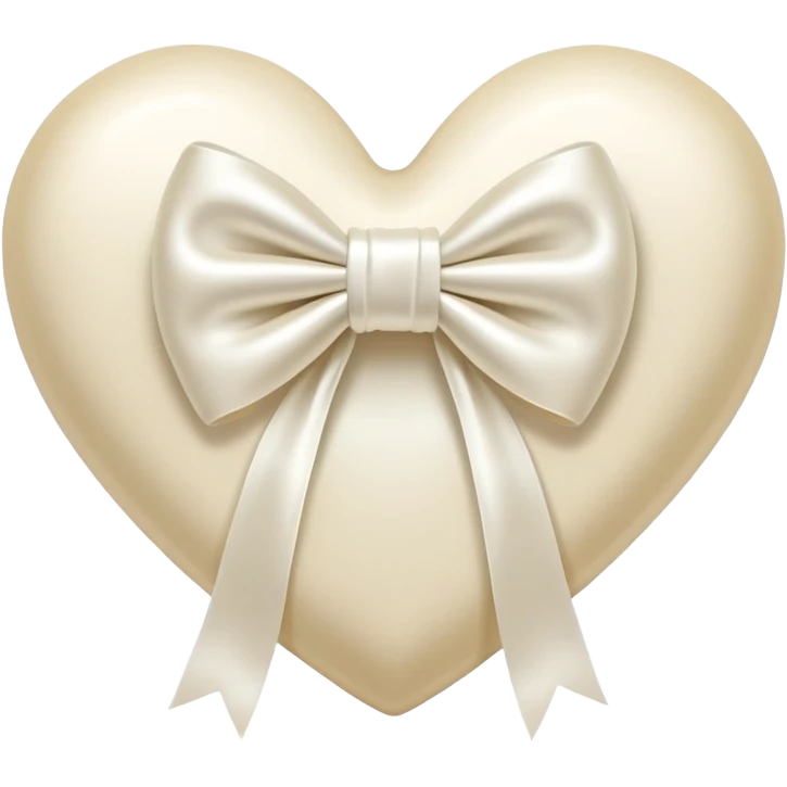 white heart with cream bow emoji