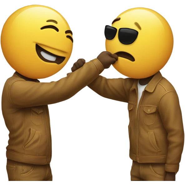 two emojis dabbing each other up while kissing emoji