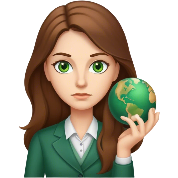 Stern female teacher with long Brown hair and Green eyes emoji