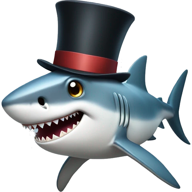 Shark with a top hat emoji