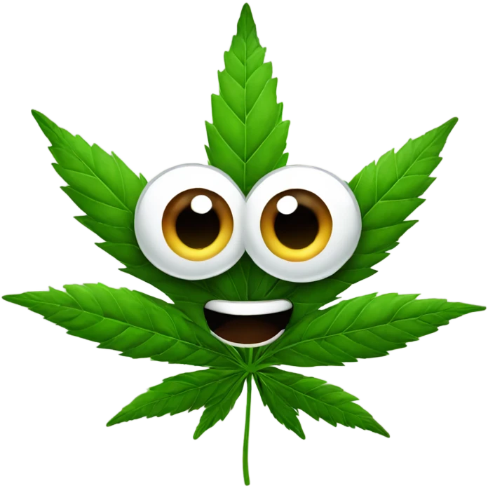 marijuana leaf with big eyes emoji