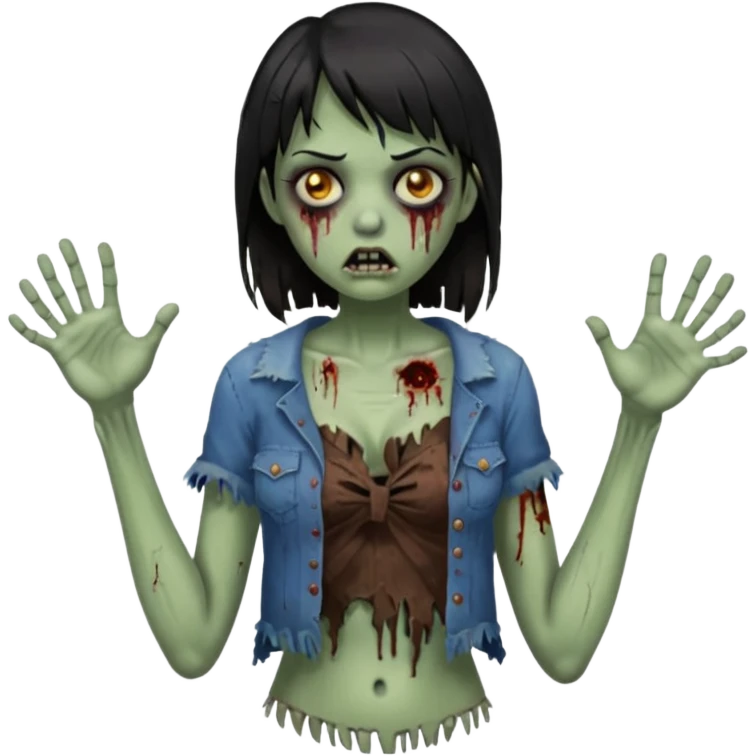 menina zumbi de franja e morena cabelos pretos e seios avantajados emoji