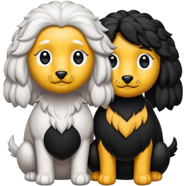 Dos caniches,uno blanco y el otro negro emoji
