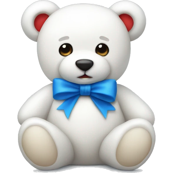 White teddy bear with blue white red bow emoji