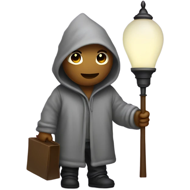Hooded person carrying lamp emoji
