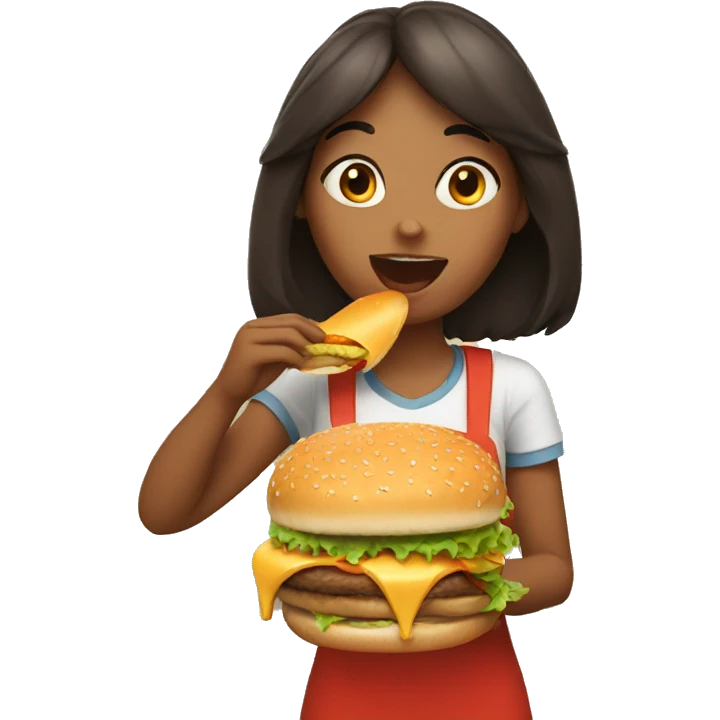 Girl eating burger emoji