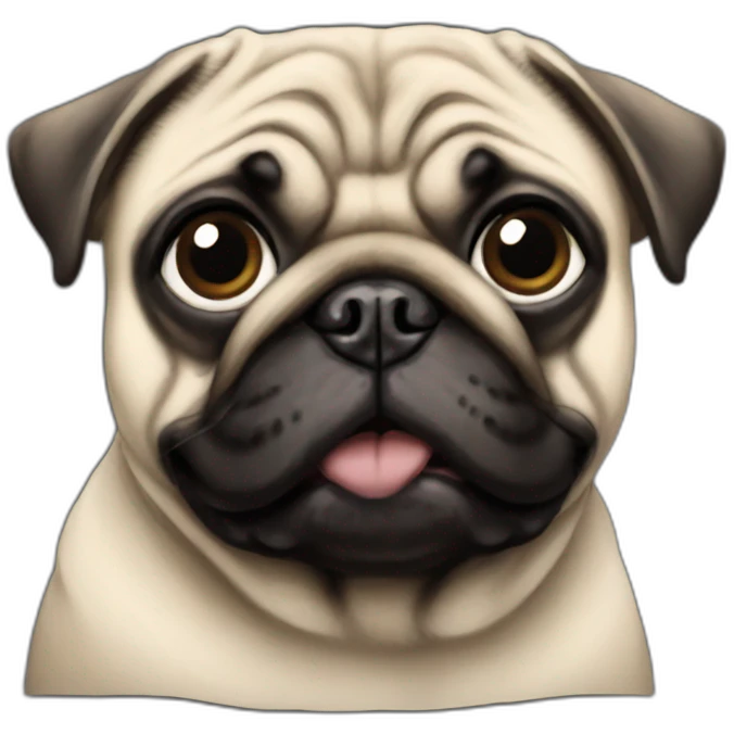pug wearing a t-shirt emoji