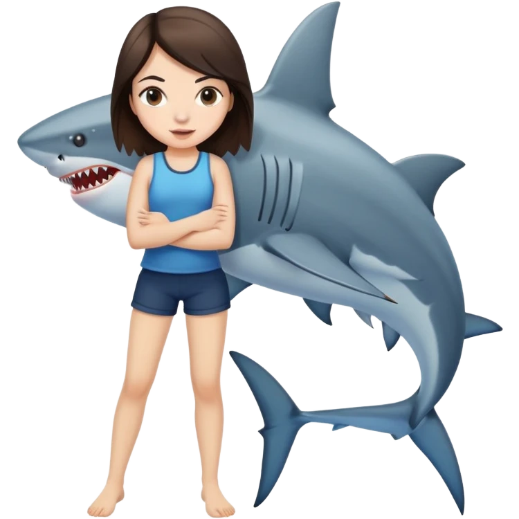 shark with brunette girl  emoji