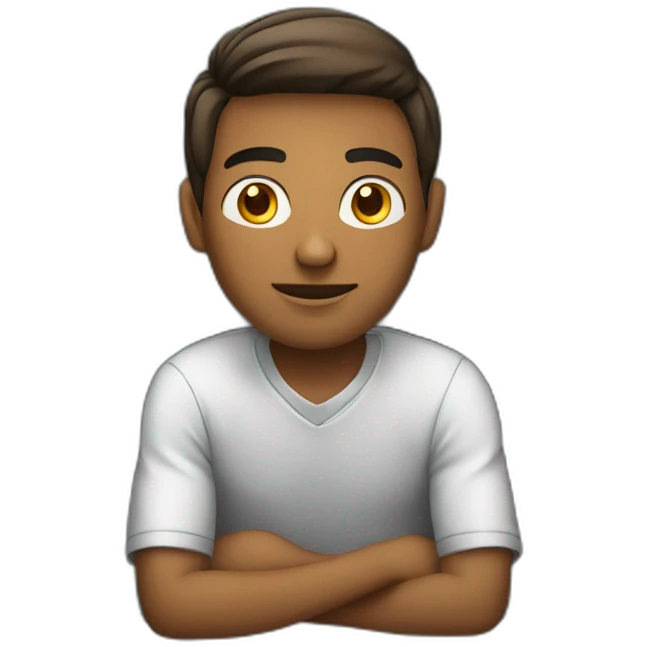 working in a computer young man sitting focus emoji
