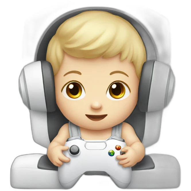 white Baby playing xbox emoji