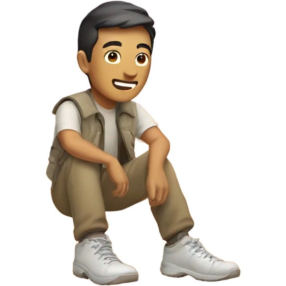 An Asian man in the desert shining shoes emoji