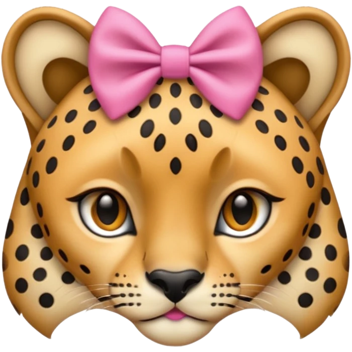 Cheetah  with a small pink bow on her ear￼ emoji