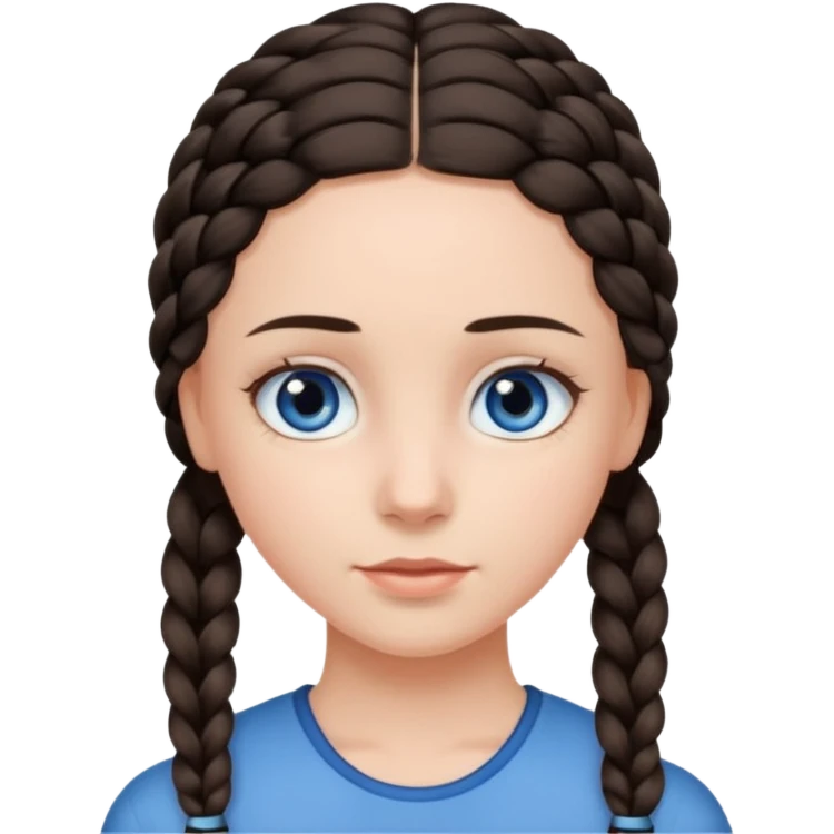 девушка с одной темно-коричневой косой серо-голубыми глазами и светлой кожей emoji