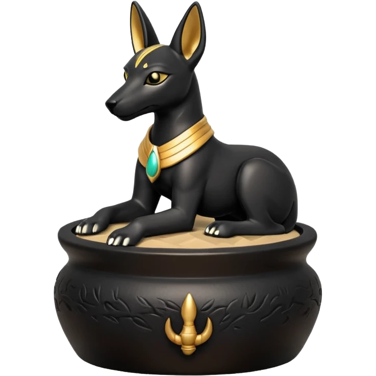  Comforting black fur Anubis tiny statuette cracked-surface bonsai pot  emoji