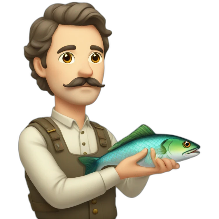 russian moustache husband with fish emoji