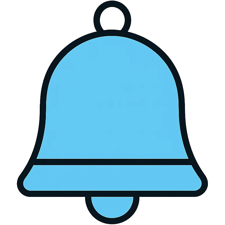 sky blue bell, flat color, modern icon emoji
