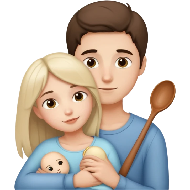Boy and girl cuddling, man is big spoon girl.is little spoon emoji