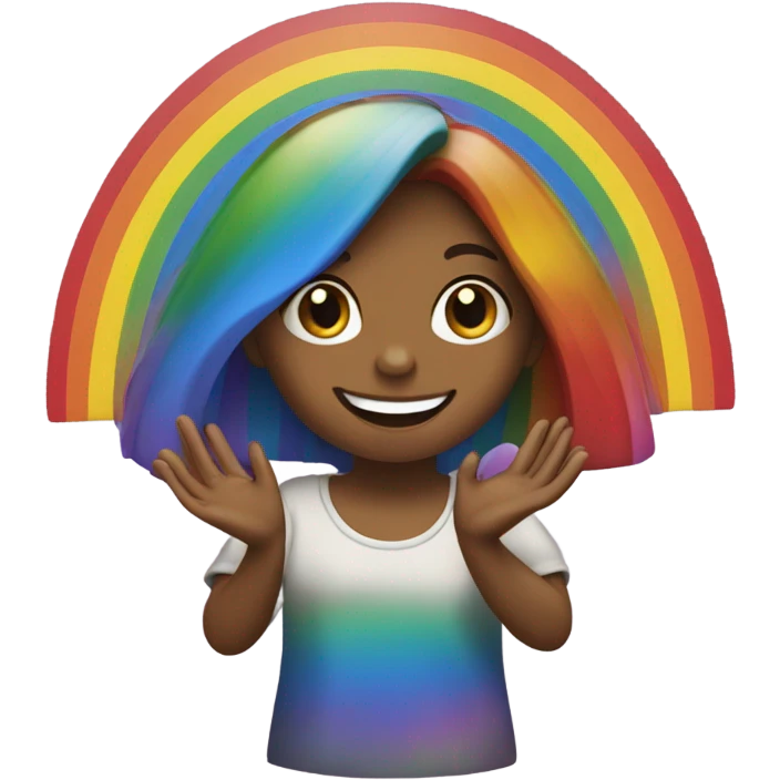 Girl making rainbow with hands with “Bridgewater” written in it emoji