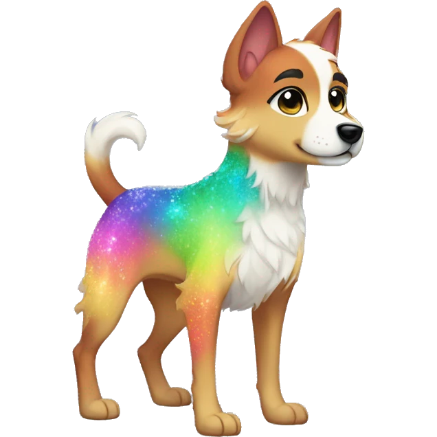 Colorful Sparkle-dog-fursona full body emoji