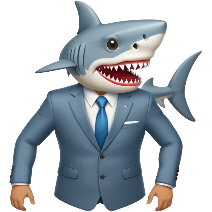 businessman with a shark head wearing costume emoji