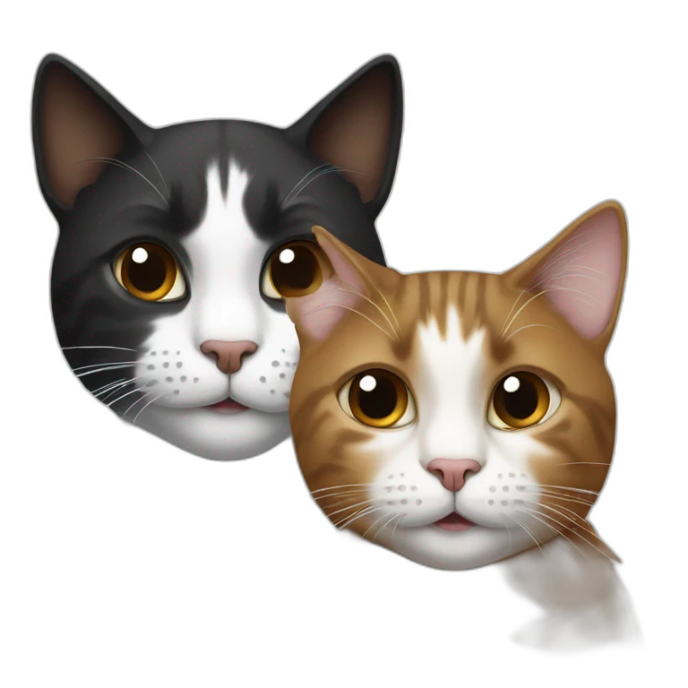 two cats, one black and white, the other brown emoji