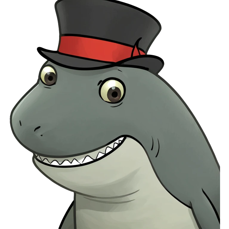 Shark with a top hat emoji