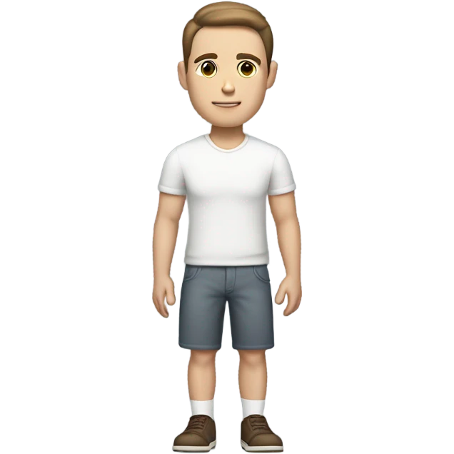 white man, with brown hair, light skin, clean face man face, that look like jack champion, show his entire body, brown eyes emoji