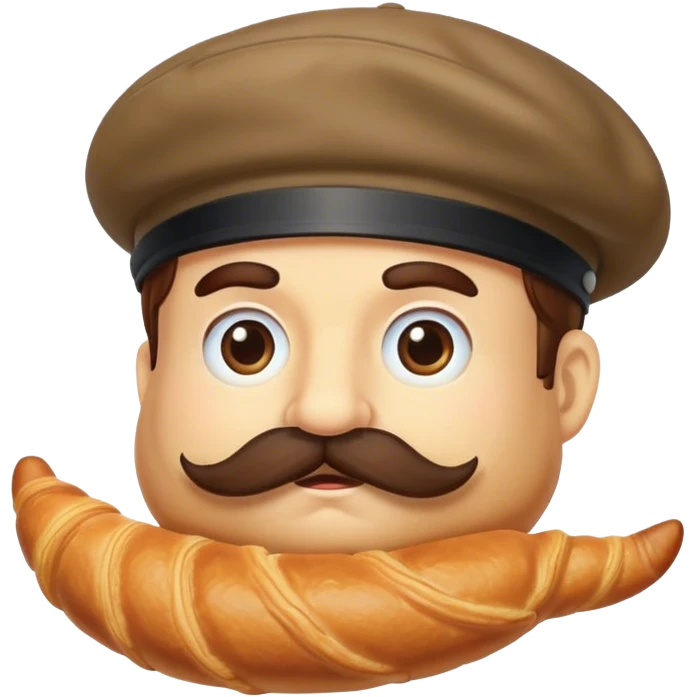 Croissant in french hat and with french moustache emoji