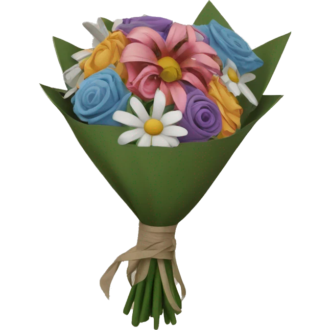 Bouquet of flowers wrapped up in newspaper emoji