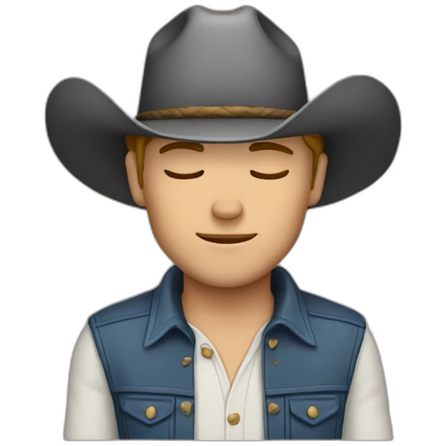 White male cowboys embracing eyes closed emoji