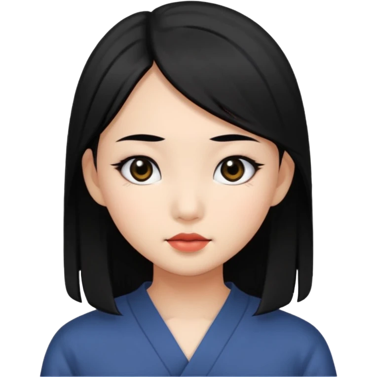 Asian girl with black hair and black eyes emoji