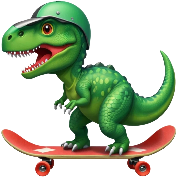 dinosaor with skateboard helmet emoji