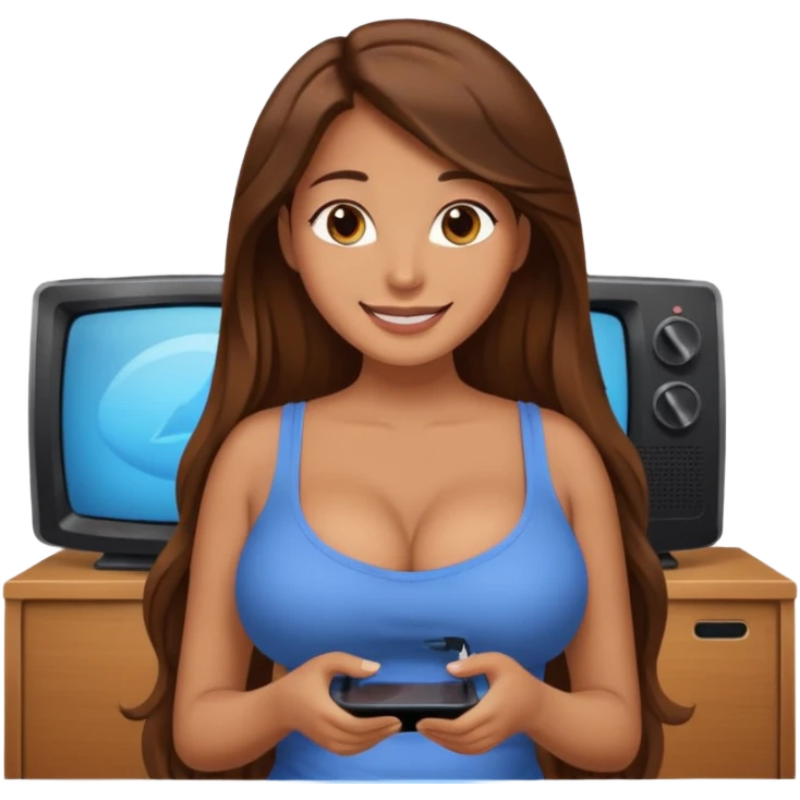 naked woman with large boobs and a hairy vagina on tv emoji