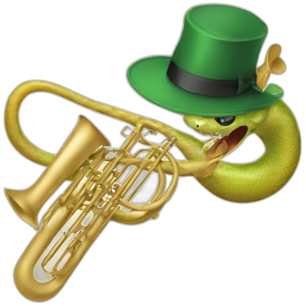 snake with hat playing trombone emoji