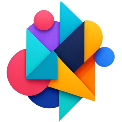 framed digital artwork with abstract vector shapes inside emoji