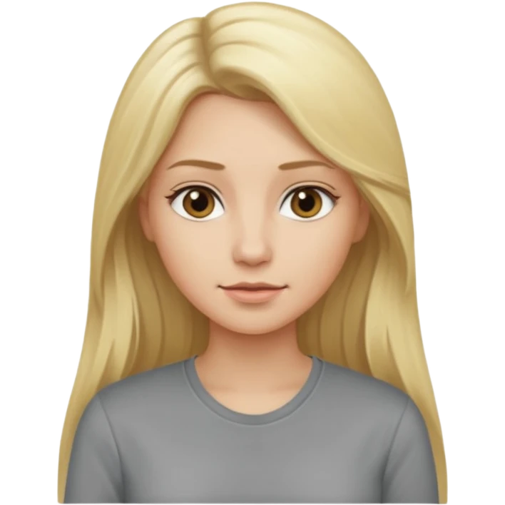woman with long blonde hair, wear grey shirt emoji