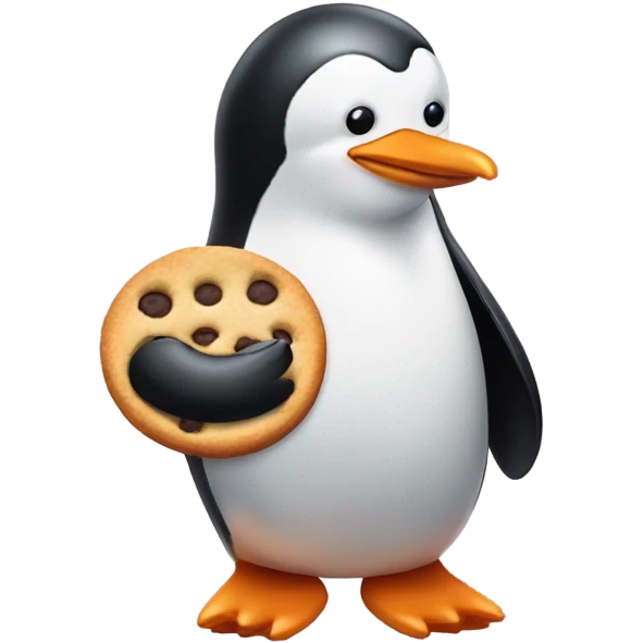Penguin eating cookie emoji